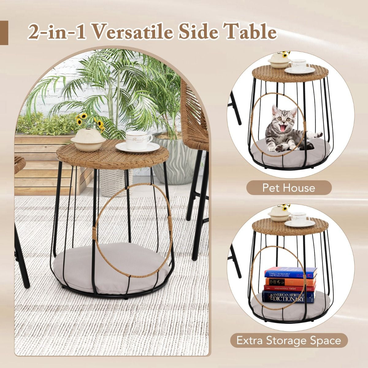 3 Piece Outdoor Furniture Set with Pet House