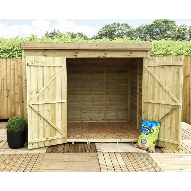 Tonks 8 X 7 Windowless Pressure Treated Tongue and Groove Pent Shed with Double Doors