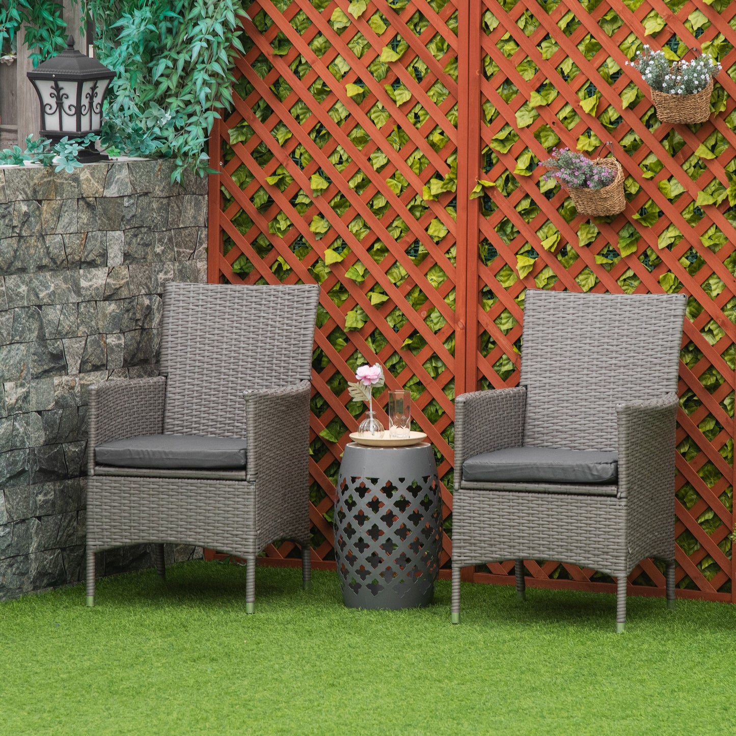 Rattan Chair Patio Sofa Chairs Set Cushioned Outdoor Rattan Furniture Armrests