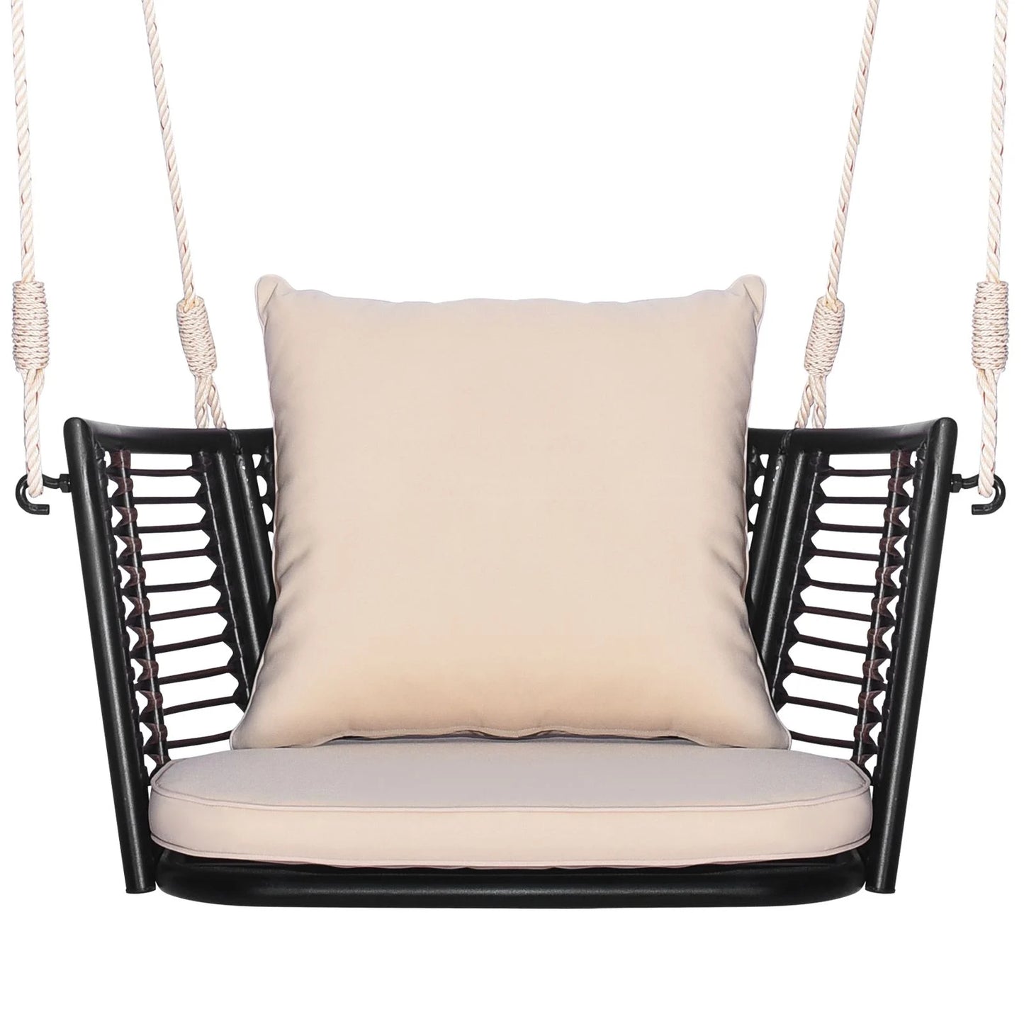 Patio Hanging Rattan Basket Chair Swing Hammock Chair with Cushions