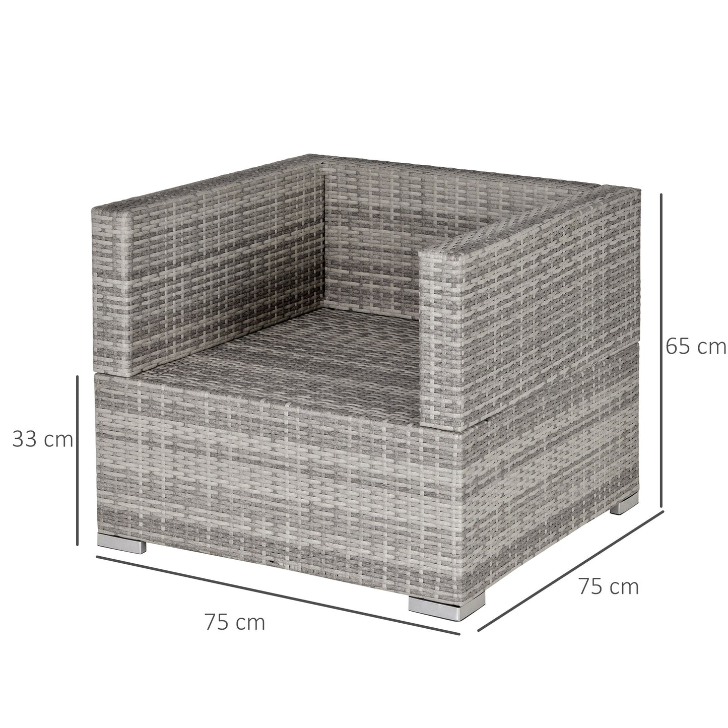 Garden Outdoor Rattan Corner Sofa,Single Sofa,Coffee Table Grey/Deep Grey
