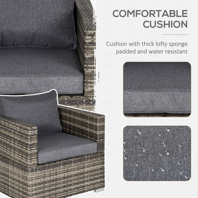 Outsunny Single Wicker Furniture Sofa Chair W/ Padded Cushion for Garden Balcony