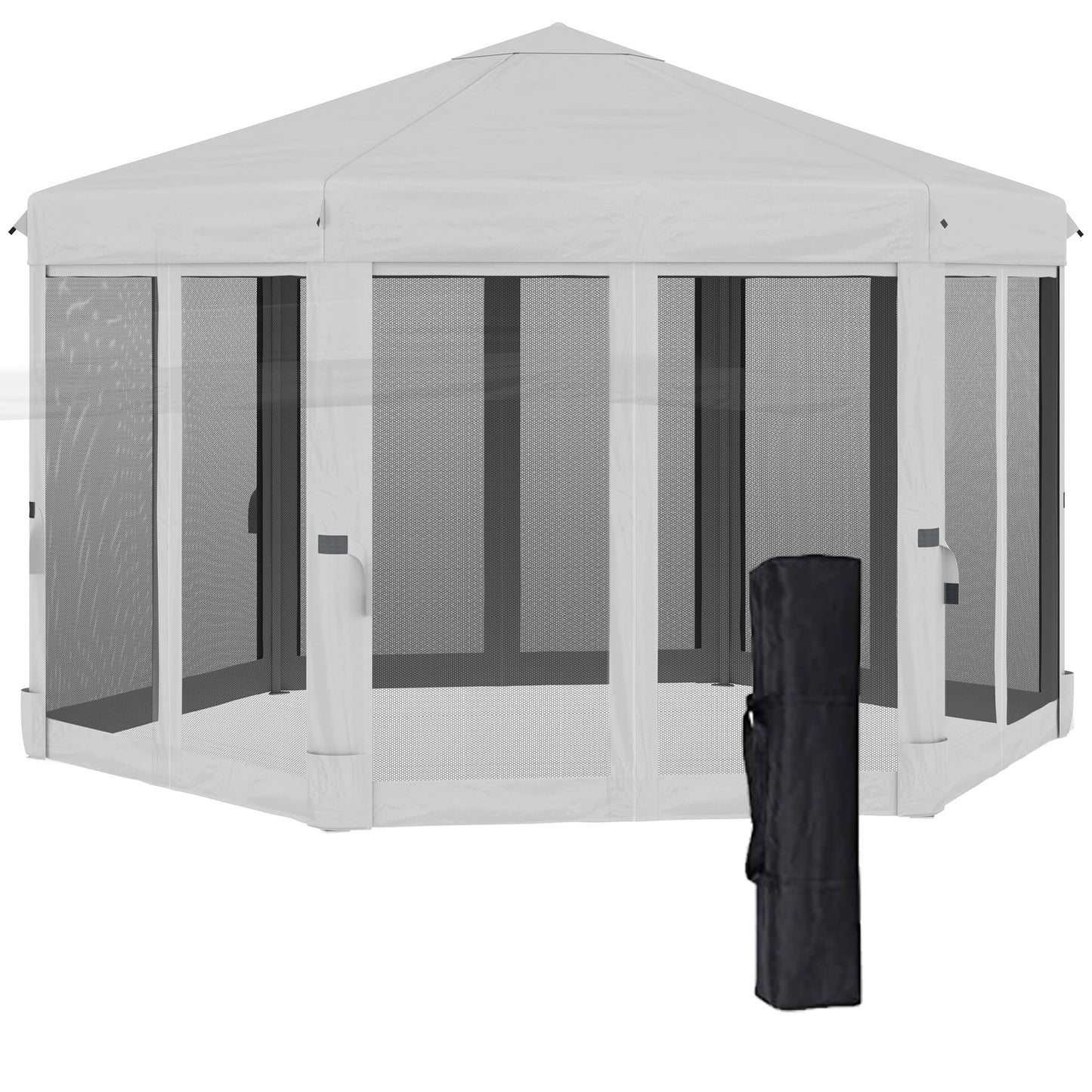 3.2M Outdoor Pop up Gazebo Hexagonal Canopy Tent with Mesh Sidewalls Handy Bag
