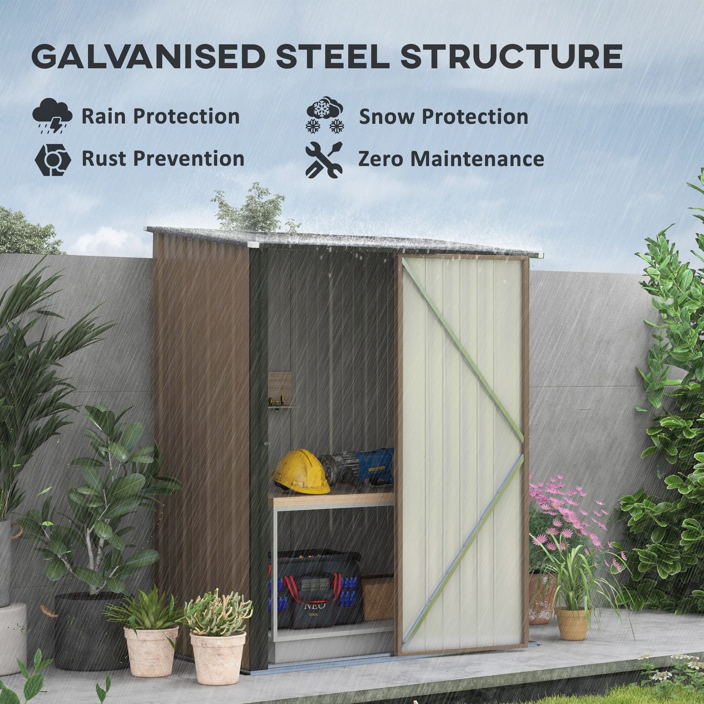 Outsunny Outdoor Storage Shed W/ Lockable Door for Garden, Brown