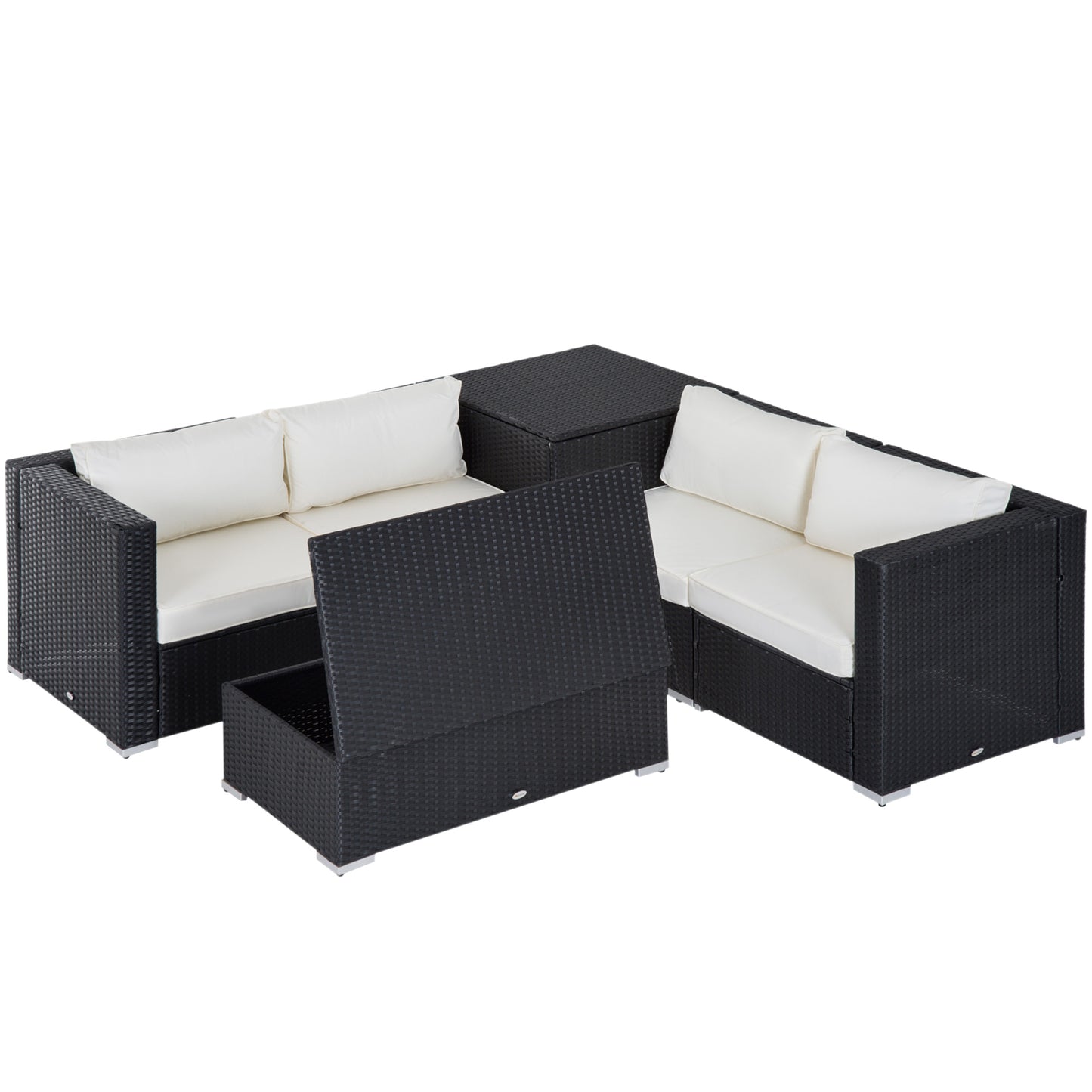 6 Pcs Rattan Furniture Sofa Set Side Table Garden Patio Conversation W/ Cushion