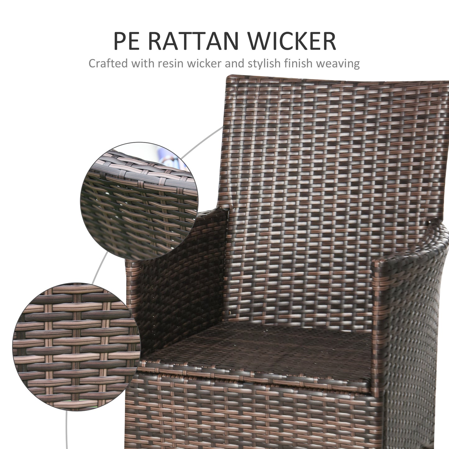 Rattan Chair Patio Sofa Chairs Set Cushioned Outdoor Rattan Furniture Armrests