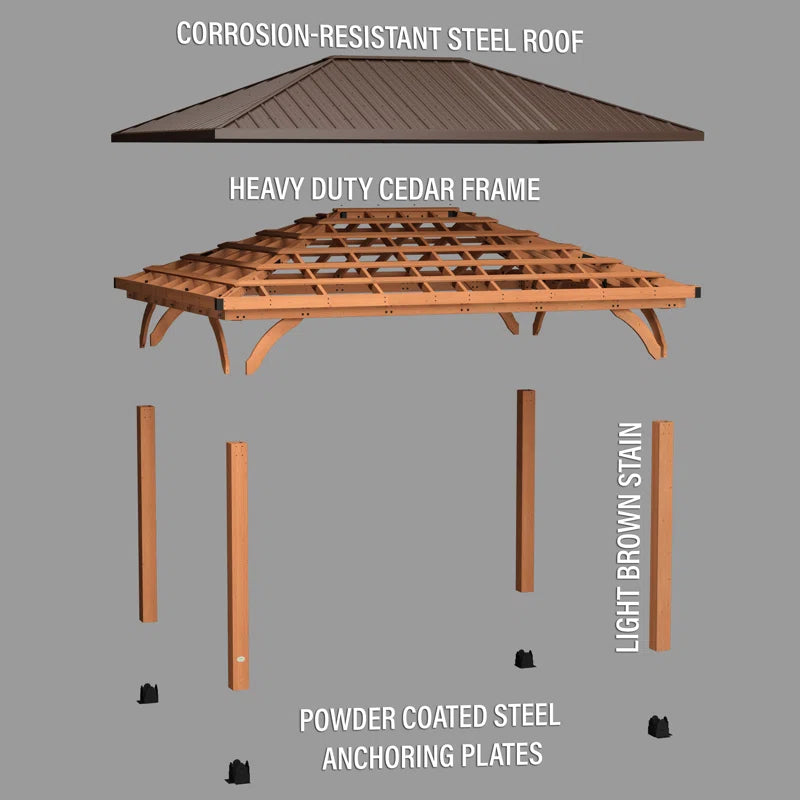 Barrington Cedar Patio Gazebo 4.8M X 3.6M (16Ft X 12Ft)