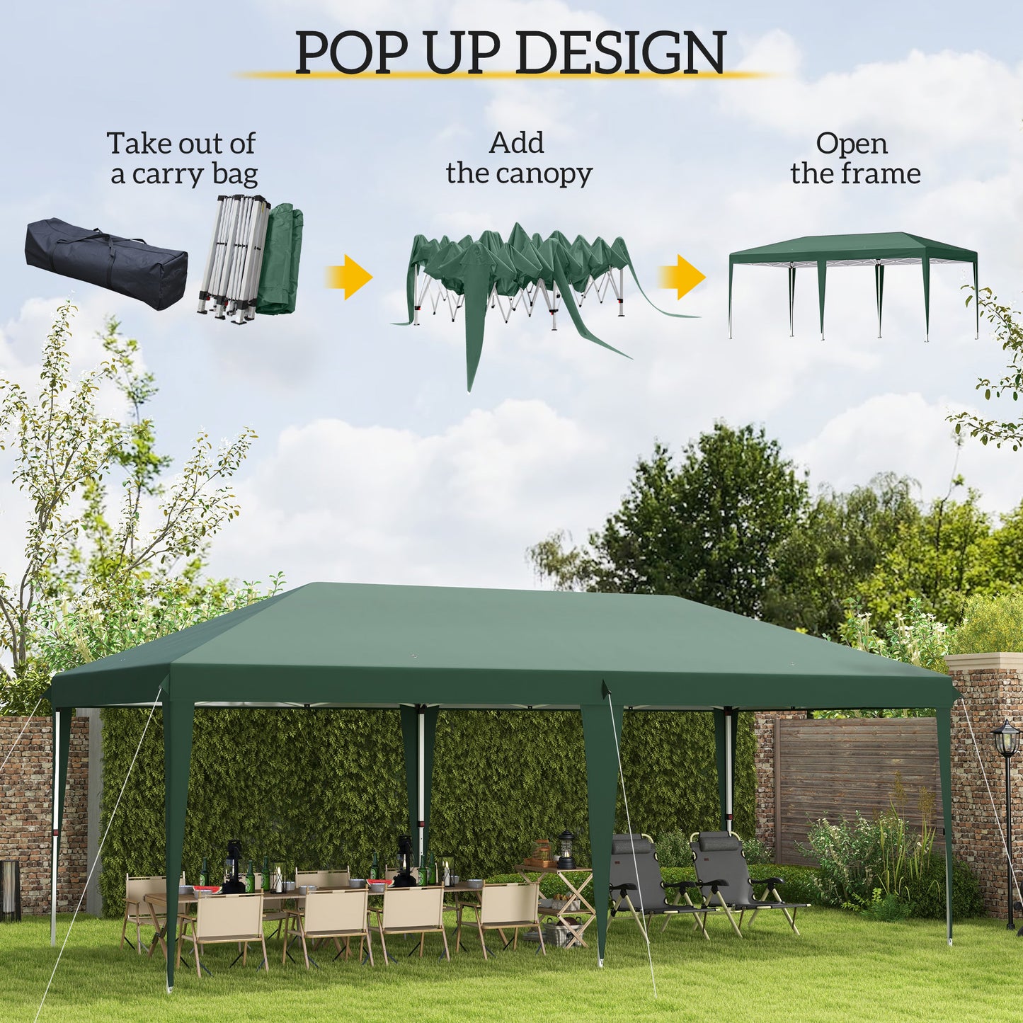 6 X 3M Garden Large Gazebo Canopy Waterproof Outdoor Party Tent Marquee