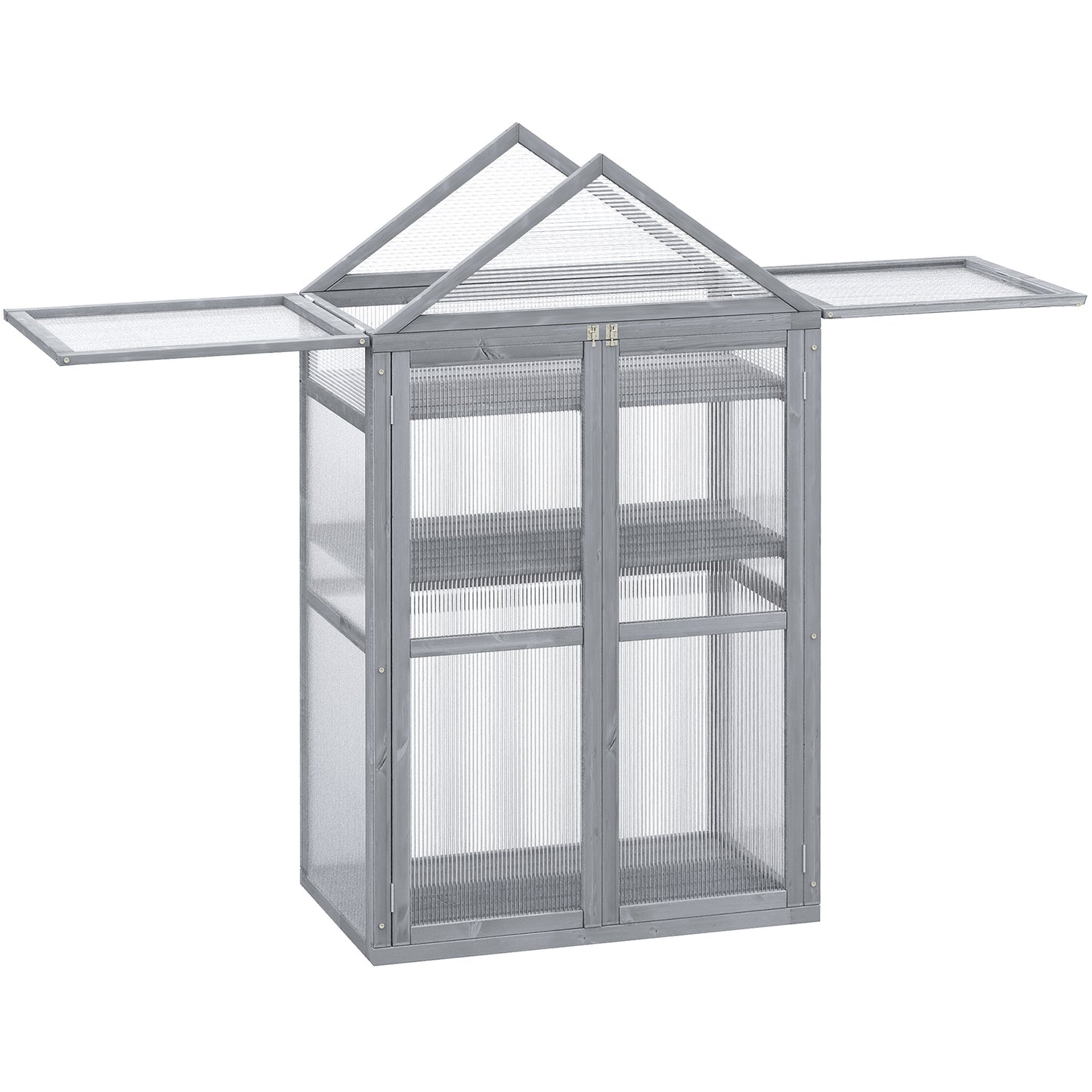 80 X 47 X 138 Cm Wooden Cold Frame Greenhouse for Plants Vegetables Flowers