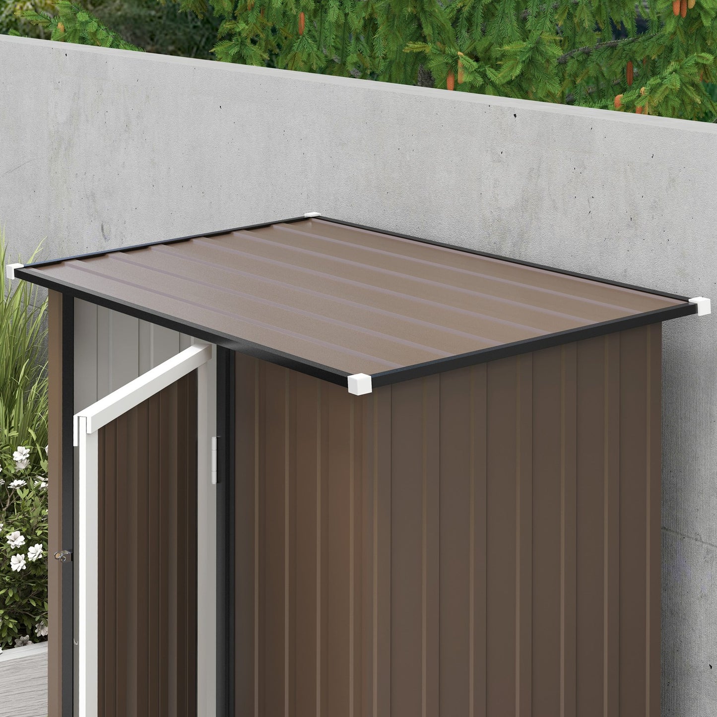 Outsunny Outdoor Storage Shed Steel Garden Shed W/ Lockable Door Brown
