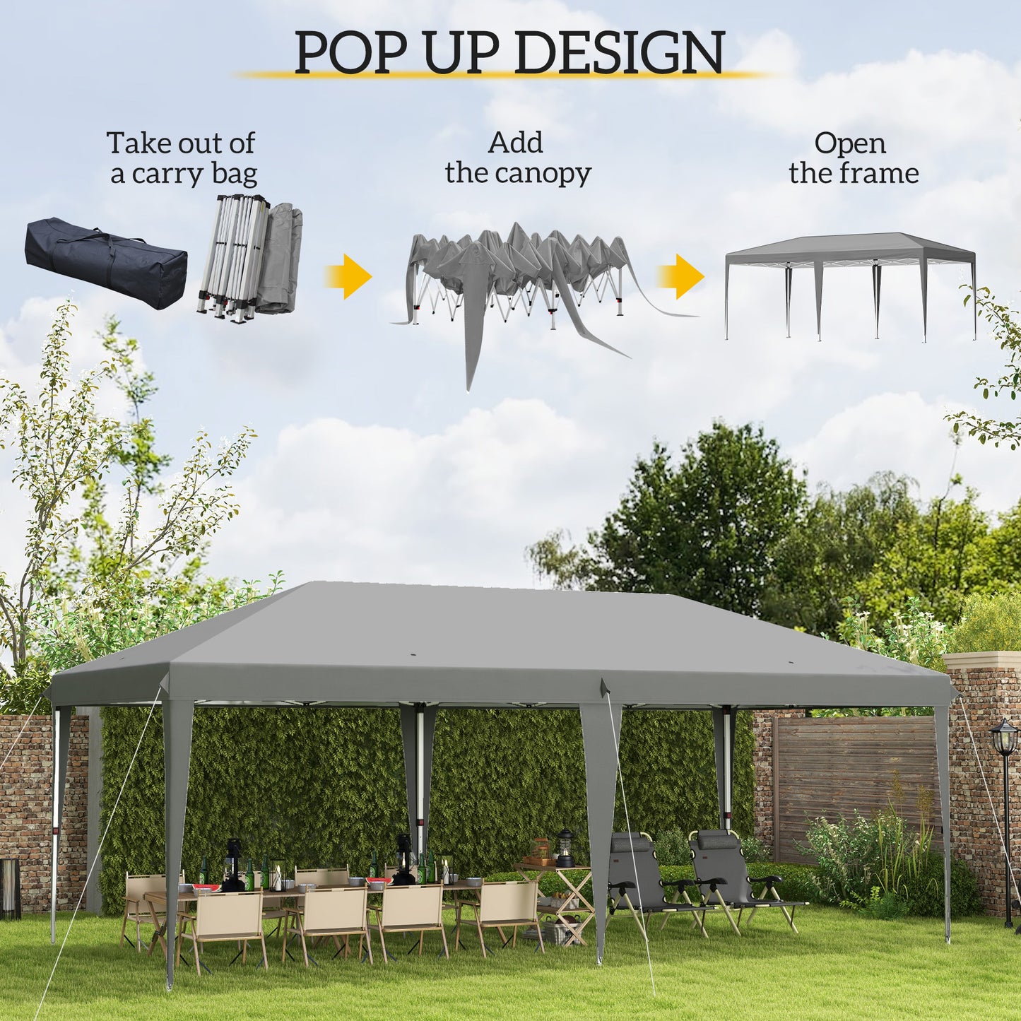 6 X 3M Garden Large Gazebo Canopy Waterproof Outdoor Party Tent Marquee