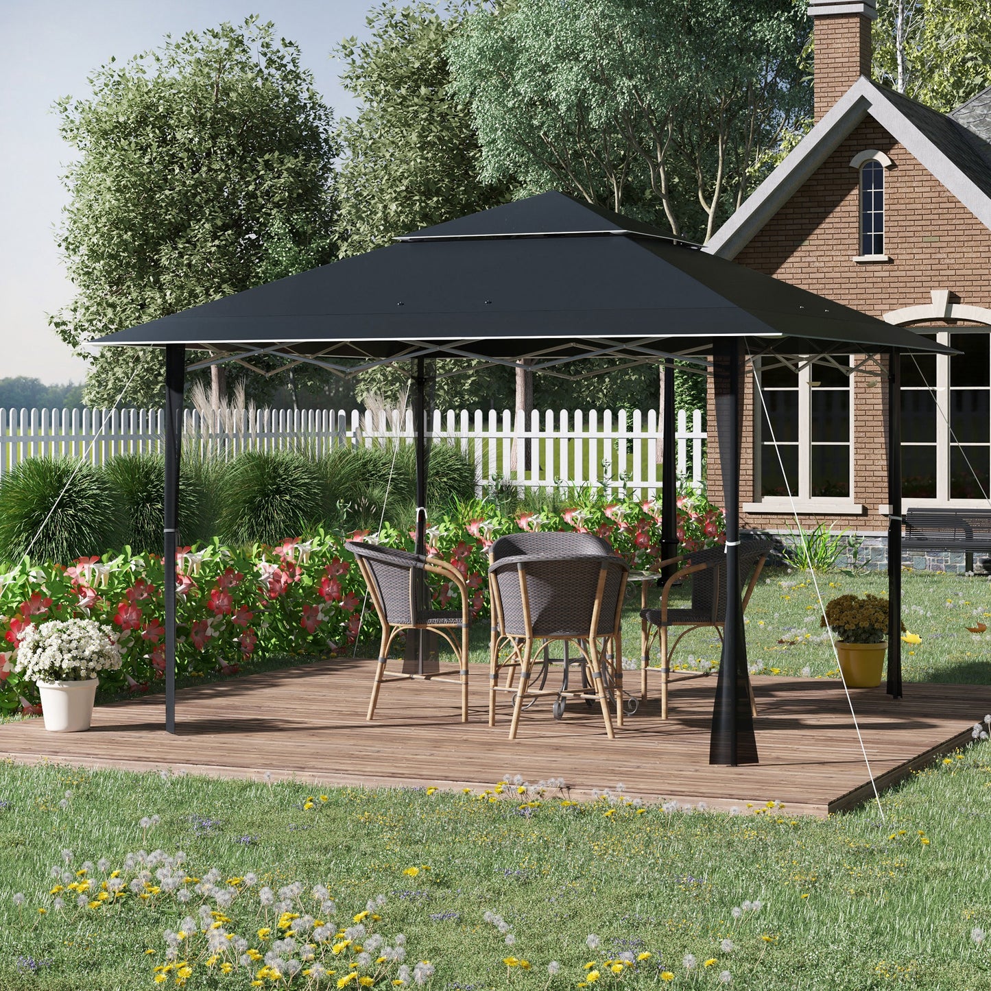 4 X 4M Outdoor Pop up Canopy Tent Gazebo W/ Steel Frame Adjustable Legs and Bag