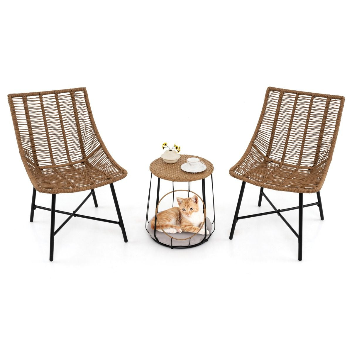 3 Piece Outdoor Furniture Set with Pet House