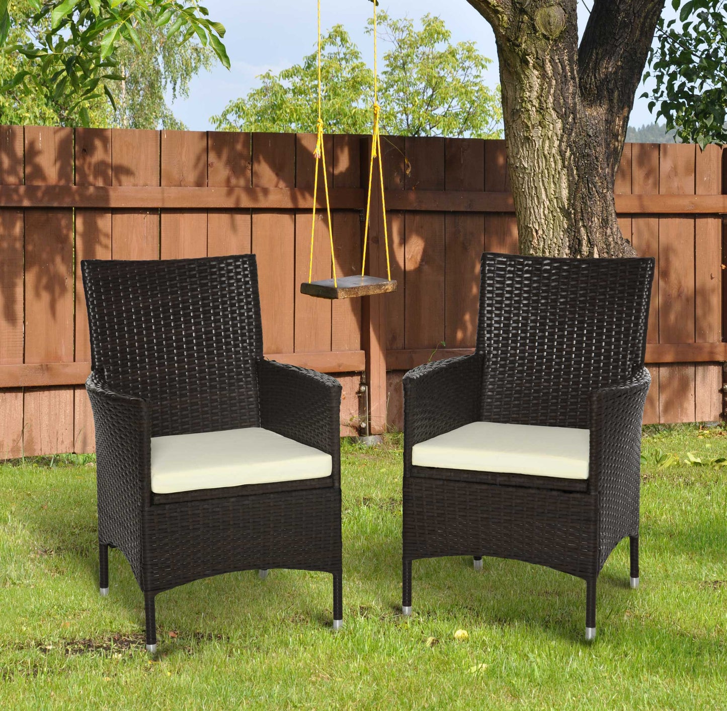 Rattan Chair Patio Sofa Chairs Set Cushioned Outdoor Rattan Furniture Armrests
