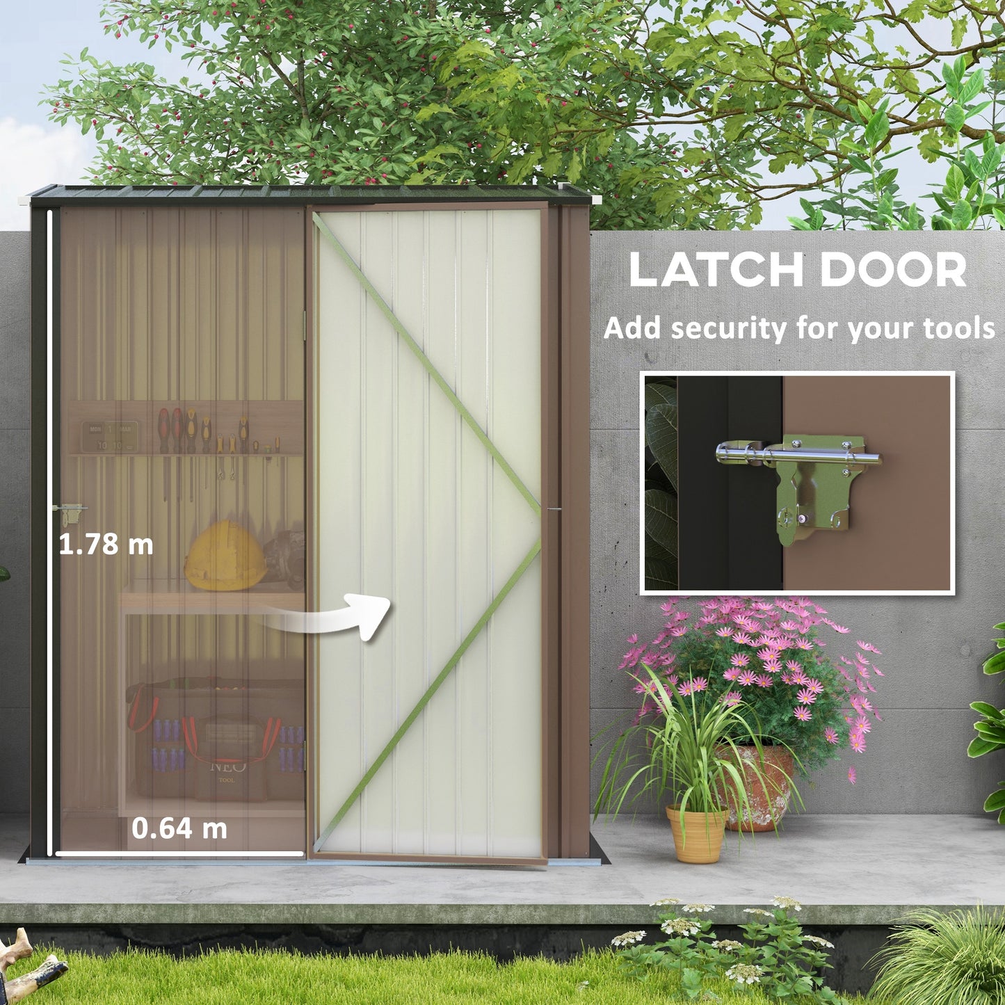 Outdoor Storage Shed Steel Garden Shed W/ Lockable Door for Garden