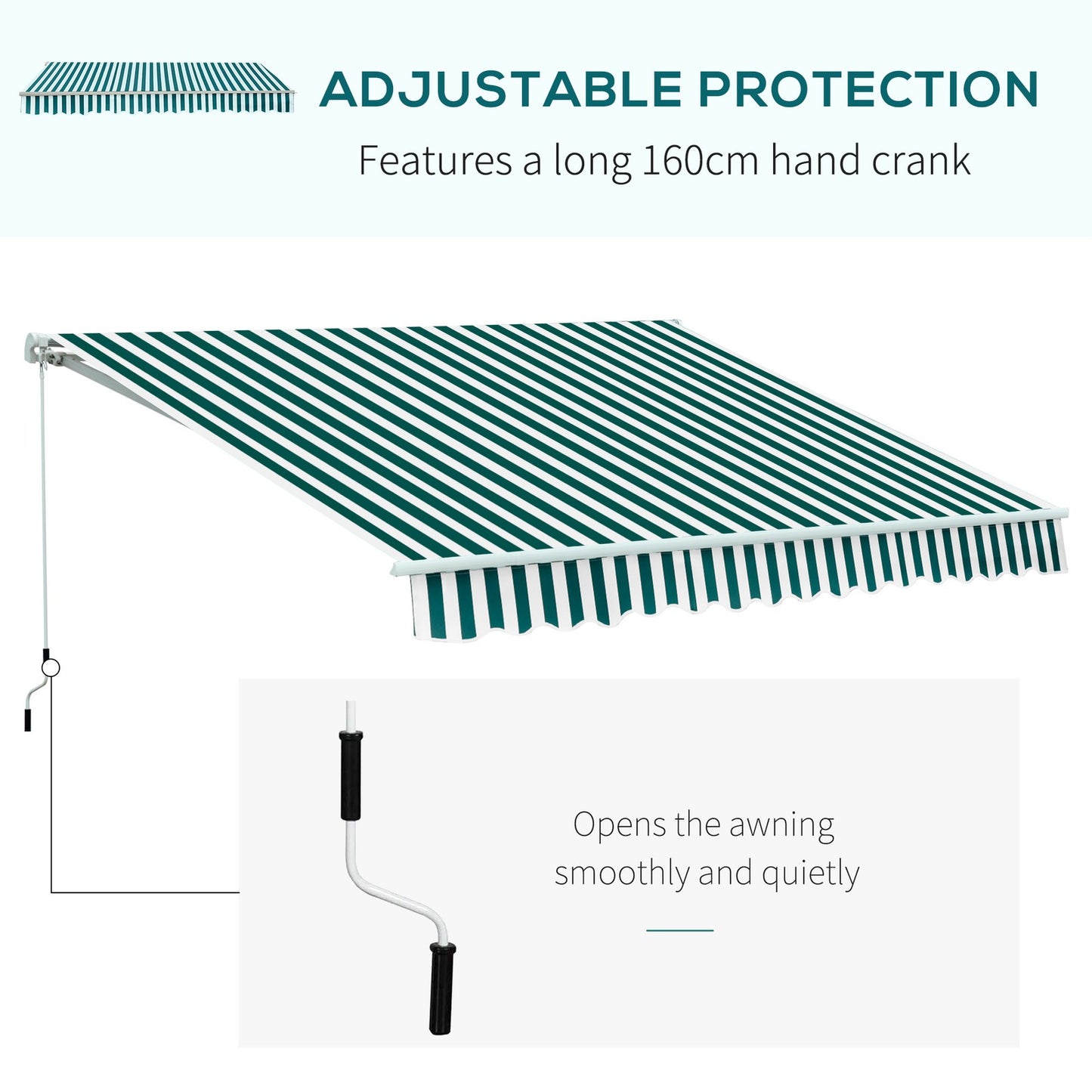 Garden Patio Manual Awning Canopy Sun Shade Shelter Retractable 4 Size 5 Colour