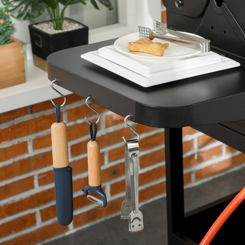 3 Burner Gas BBQ Trolley with See-Through Lid, 9 Kw Propane Gas Barbecue, Black