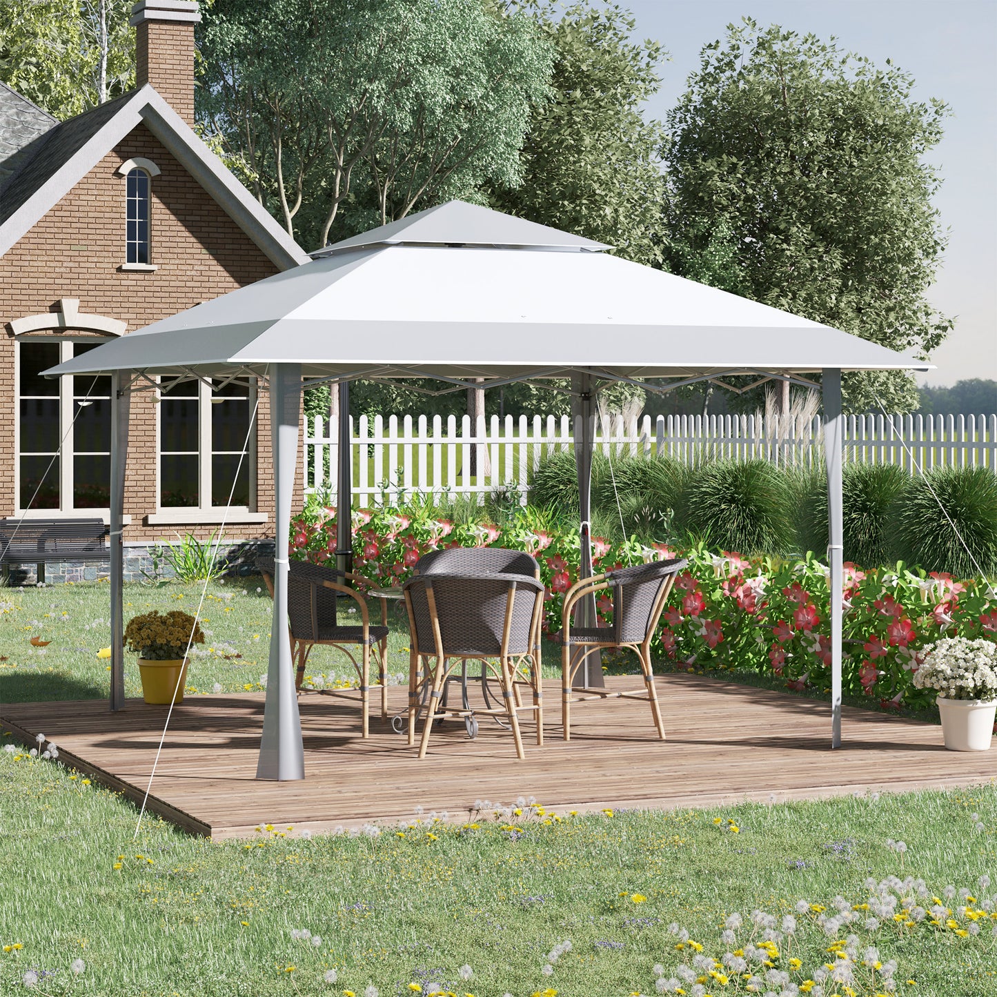 4 X 4M Outdoor Pop up Canopy Tent Gazebo W/ Steel Frame Adjustable Legs and Bag