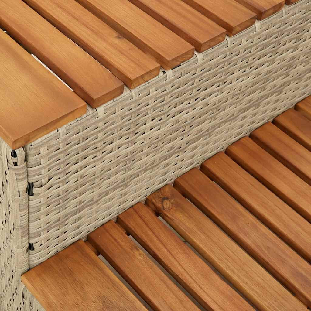 Hot Tub Step Beige 50X50X50.5 Cm Poly Rattan and Solid Acacia