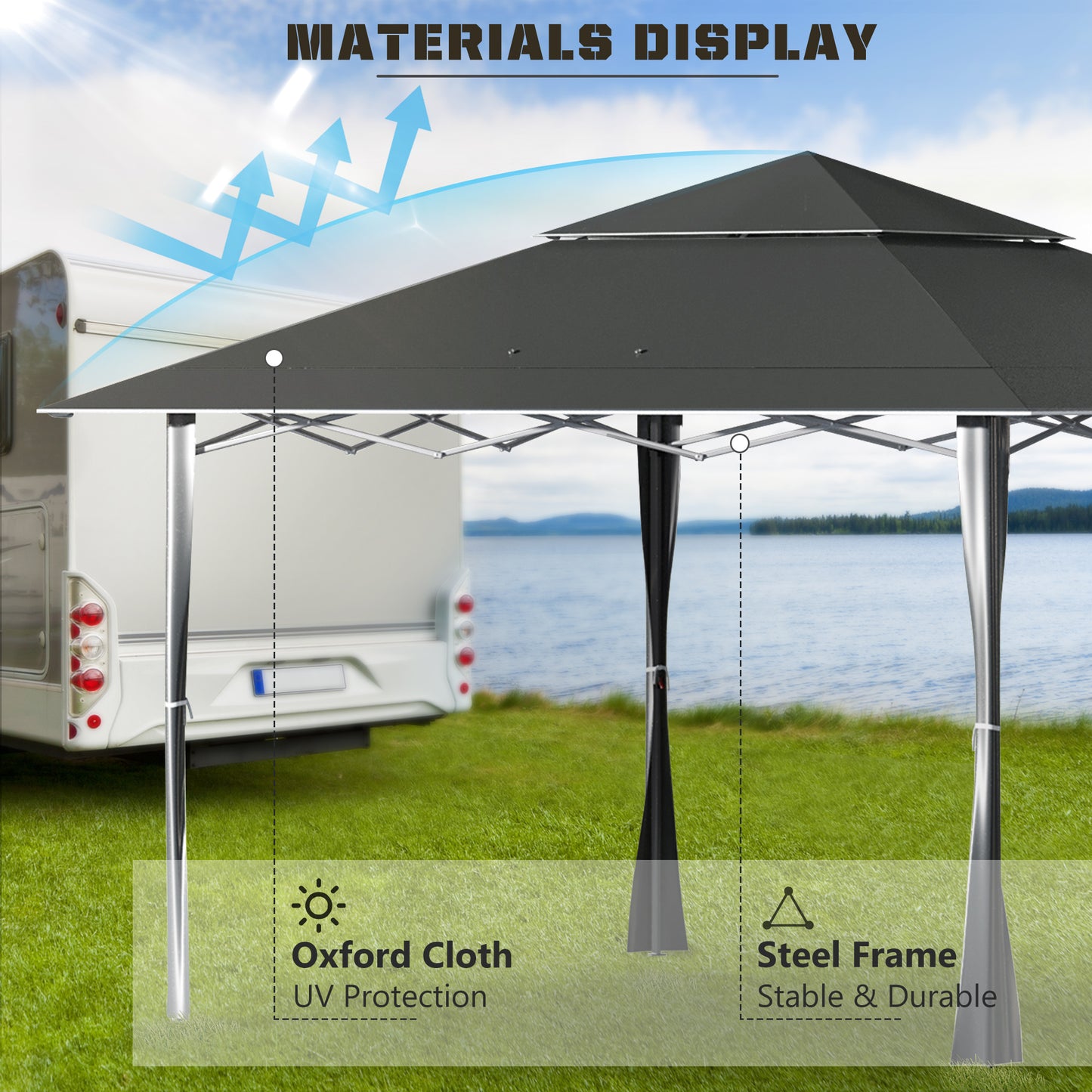 4 X 4M Outdoor Pop up Canopy Tent Gazebo W/ Steel Frame Adjustable Legs and Bag