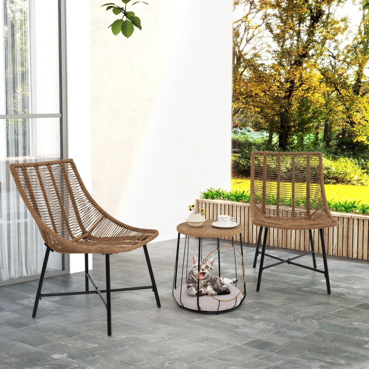 3 Piece Outdoor Furniture Set with Pet House
