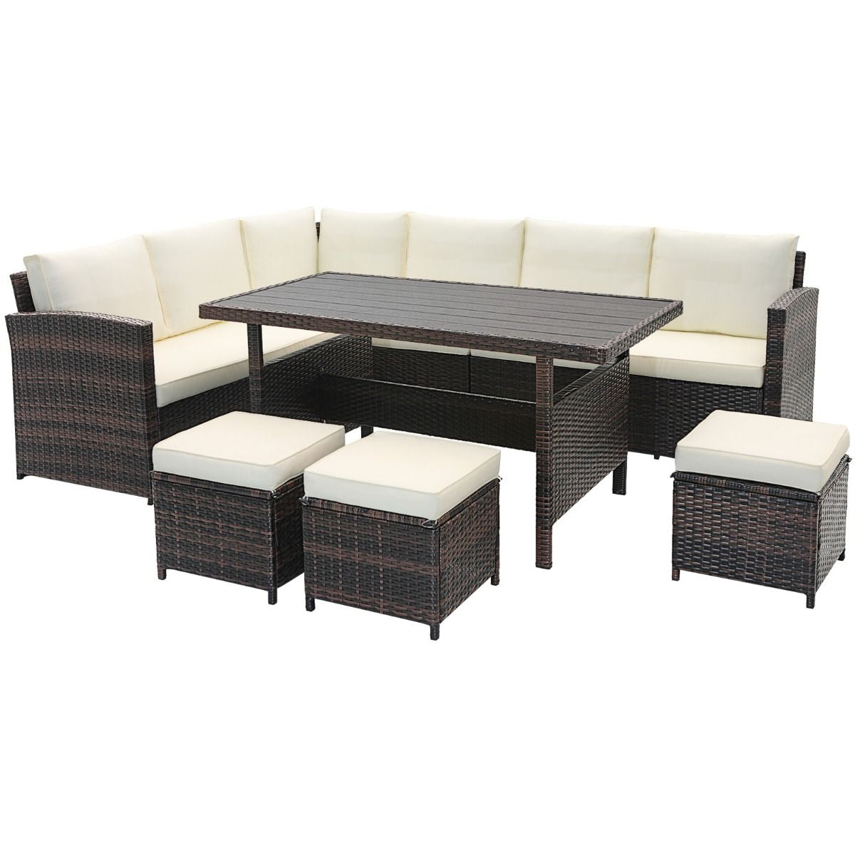 7 Pieces Wicker Patio Furniture Set for Porch Poolside Balcony Yard Garden