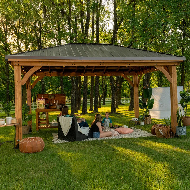 Barrington Cedar Patio Gazebo 4.8M X 3.6M (16Ft X 12Ft)