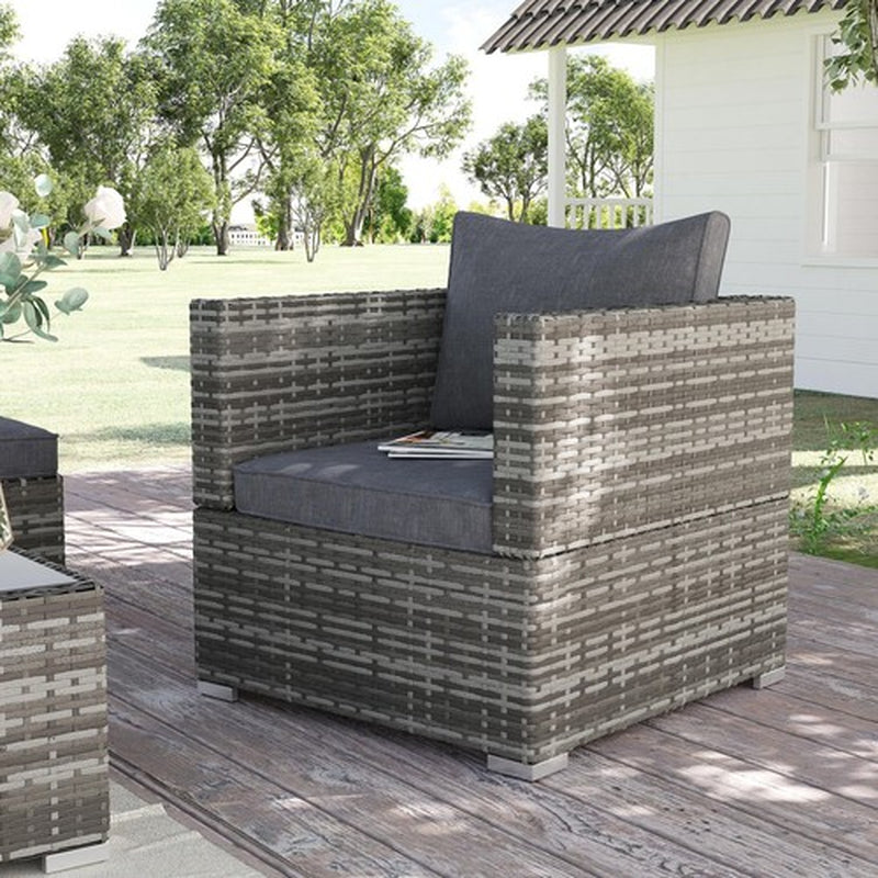 Outsunny Single Wicker Furniture Sofa Chair W/ Padded Cushion for Garden Balcony