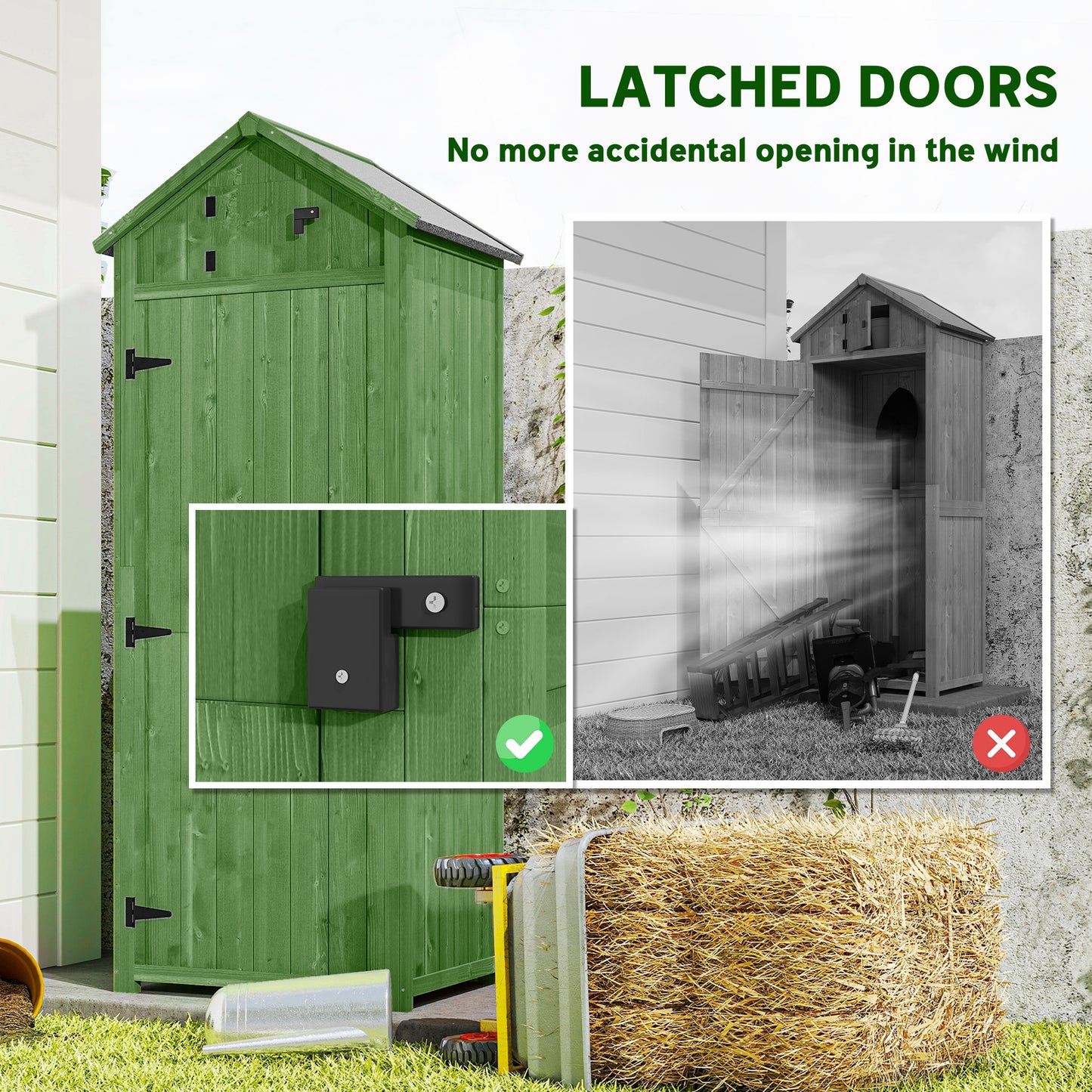 Garden Storage Shed 3 Utility Shelf Tool House W/ Asphalt Roof Lockabke Door
