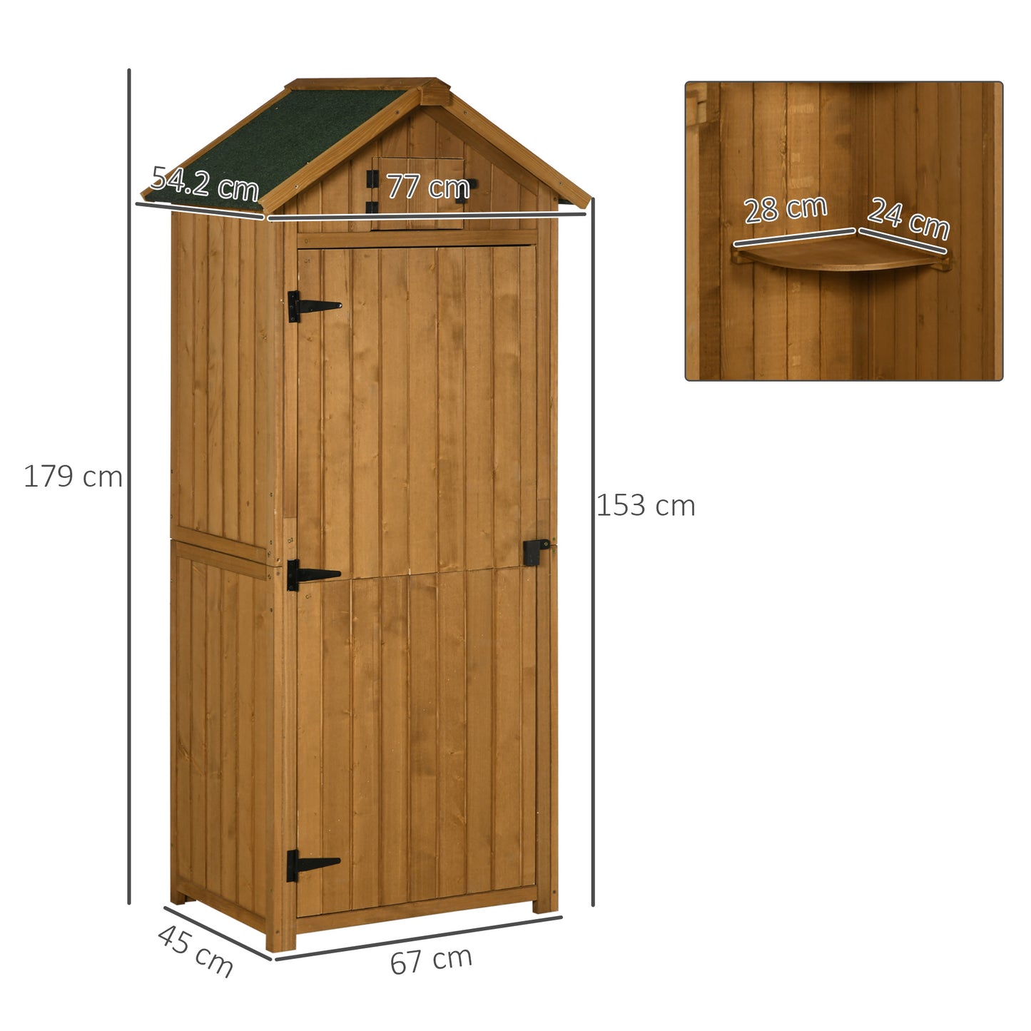 Garden Storage Shed 3 Utility Shelf Tool House W/ Asphalt Roof Lockabke Door
