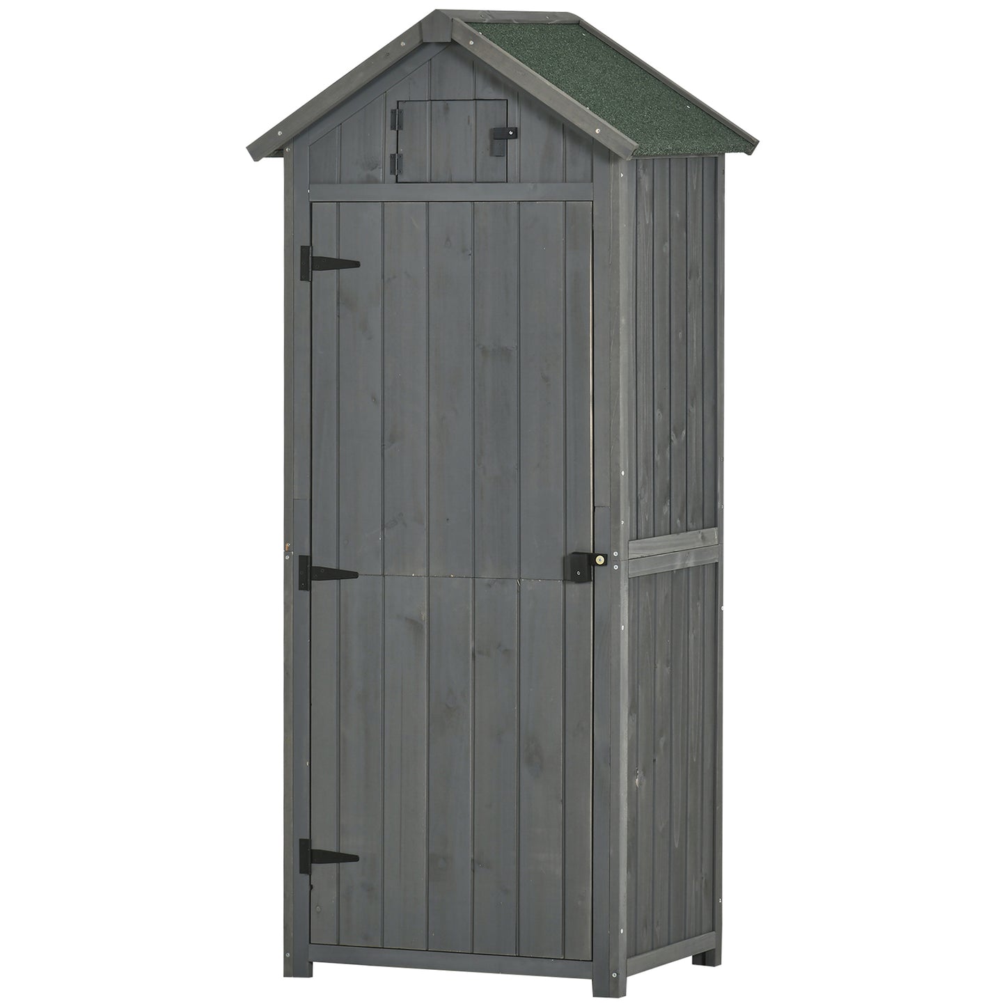 Garden Storage Shed 3 Utility Shelf Tool House W/ Asphalt Roof Lockabke Door