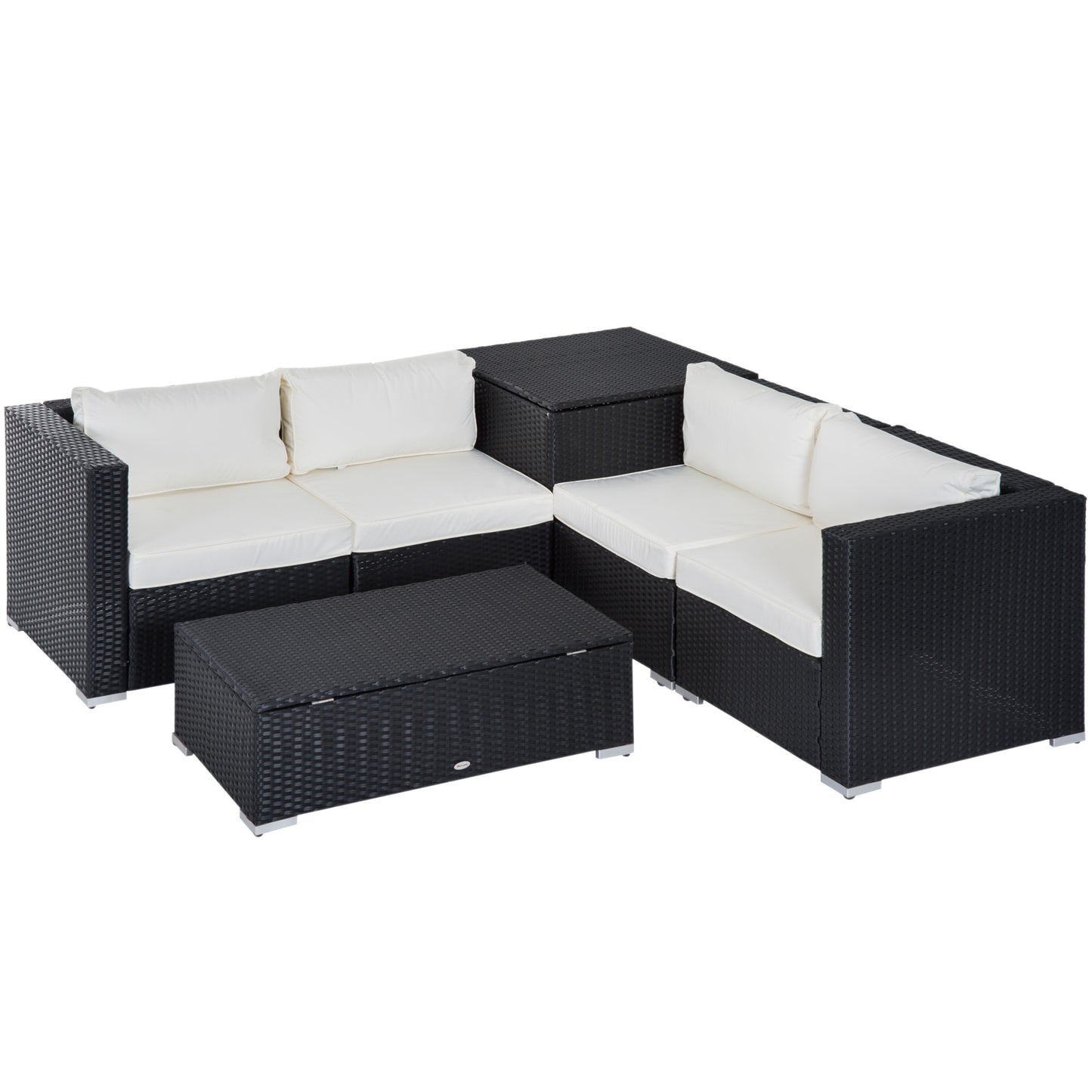 6 Pcs Rattan Furniture Sofa Set Side Table Garden Patio Conversation W/ Cushion