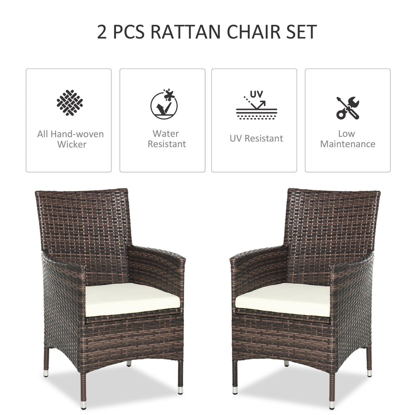 Rattan Chair Patio Sofa Chairs Set Cushioned Outdoor Rattan Furniture Armrests