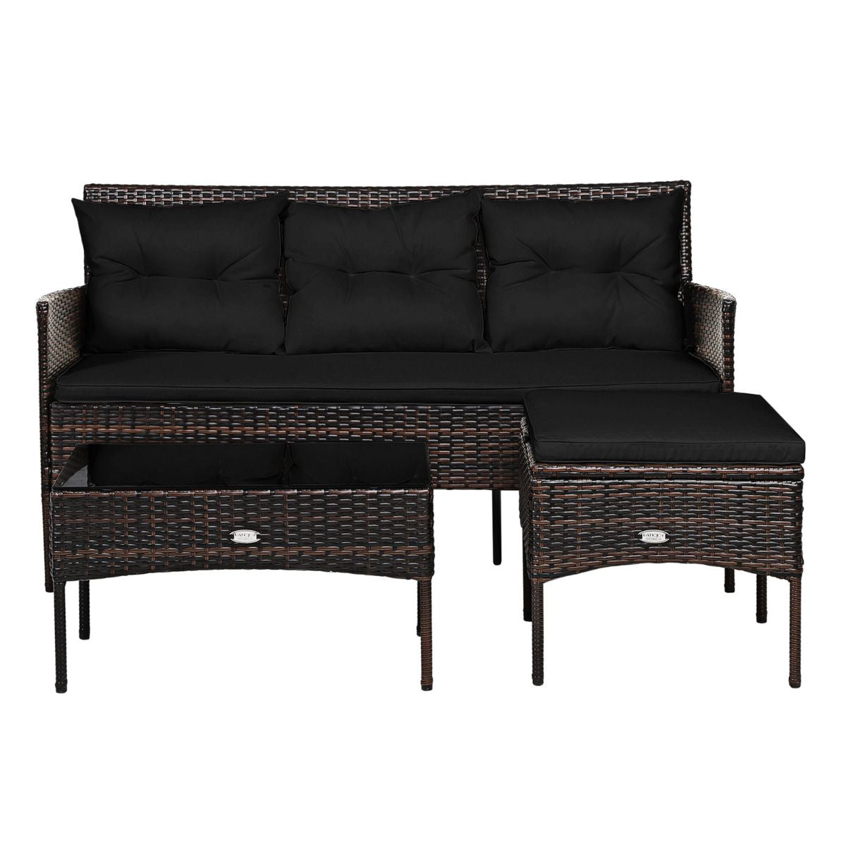 4 Seater Rattan Garden Furniture Set with Cushioned Sofa