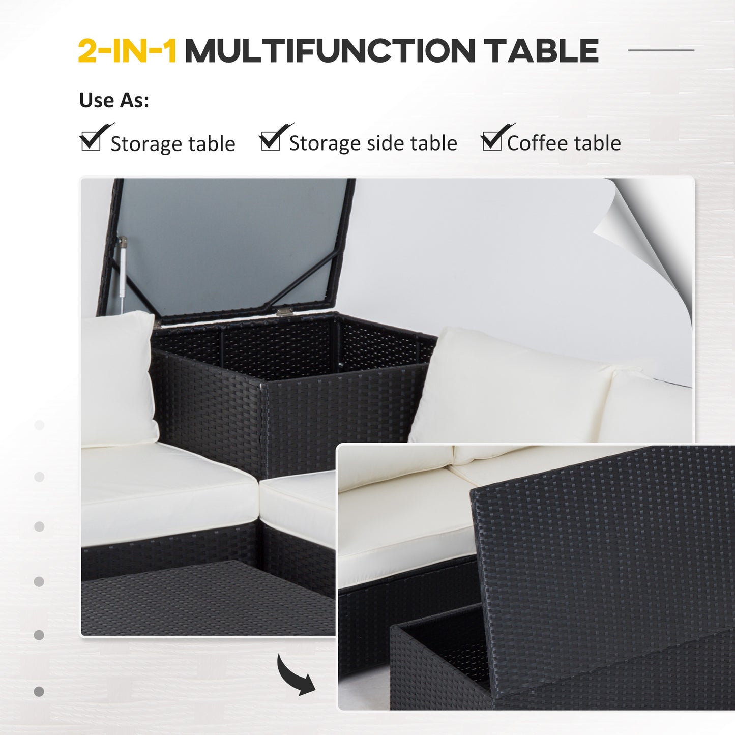 6 Pcs Rattan Furniture Sofa Set Side Table Garden Patio Conversation W/ Cushion