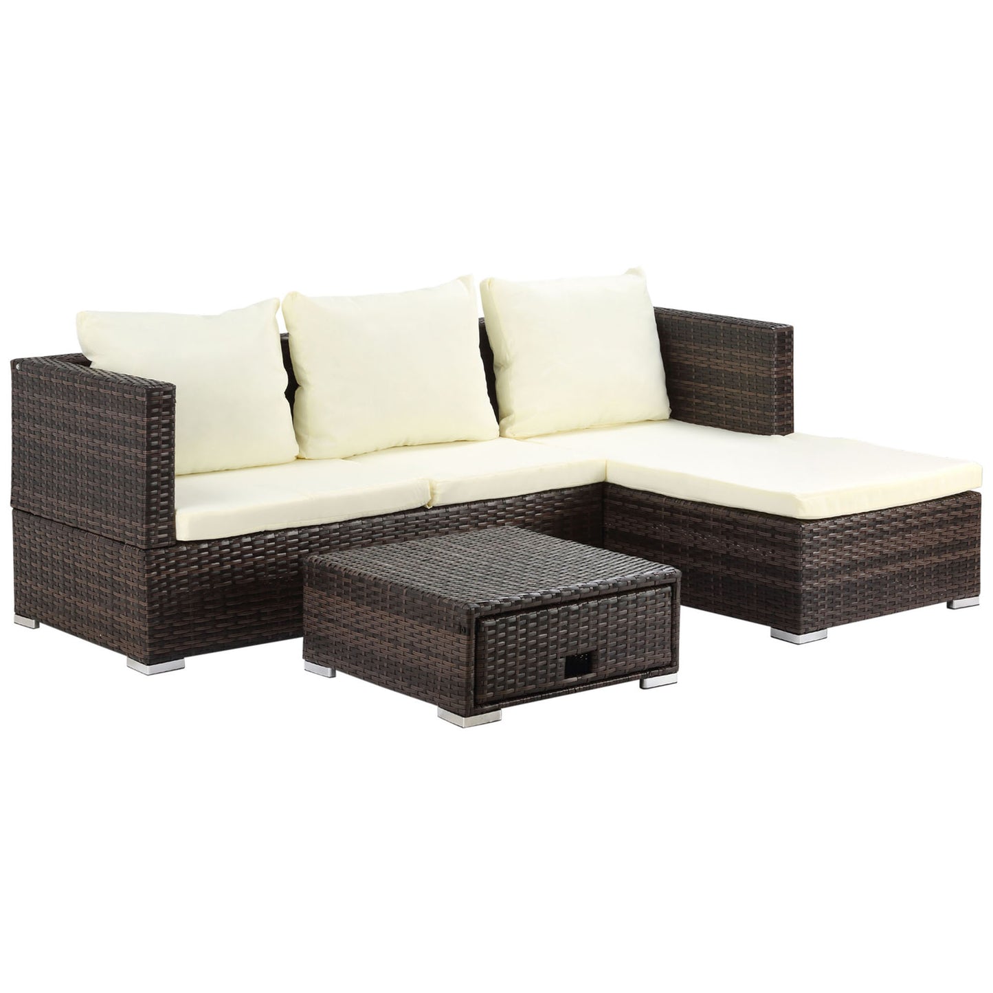 Rattan Garden Furniture Sofa Patio Conservatory Wicker W/Cushion 4-Seater