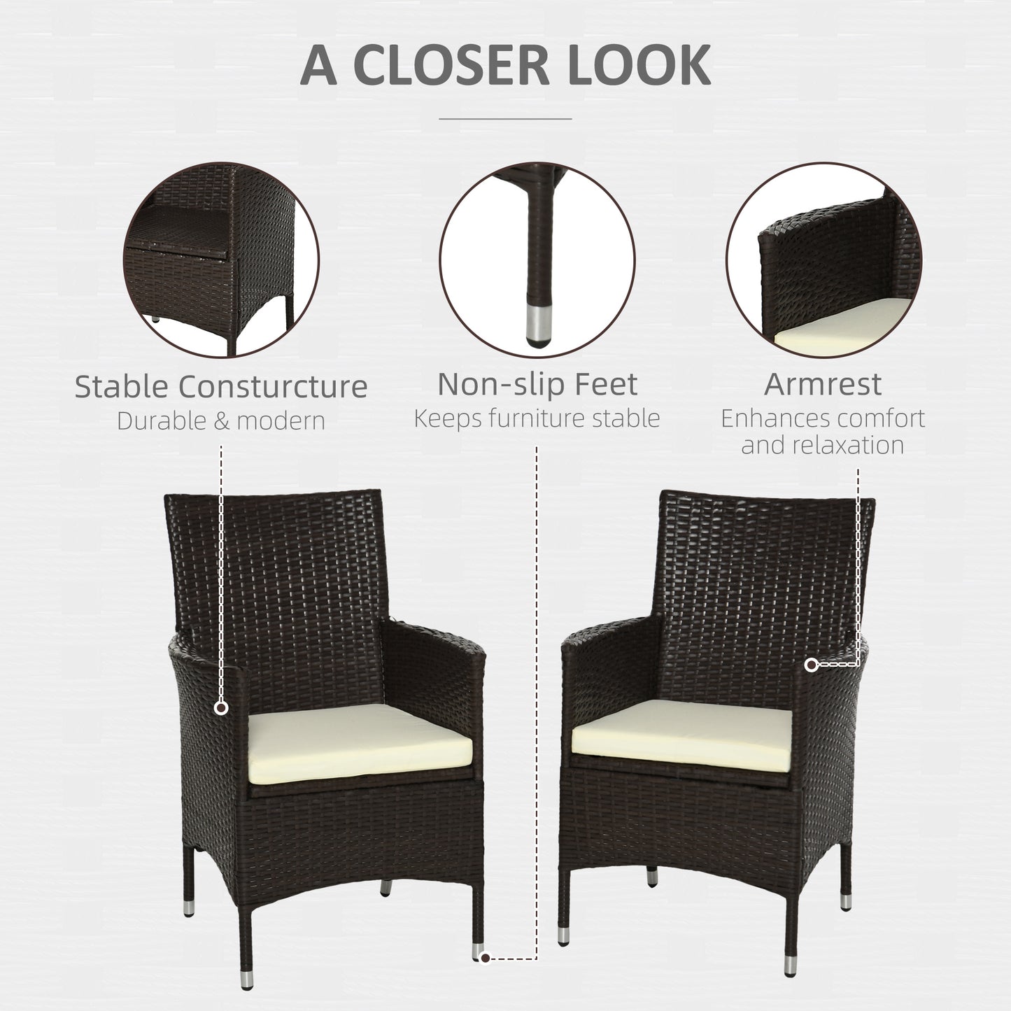 Rattan Chair Patio Sofa Chairs Set Cushioned Outdoor Rattan Furniture Armrests