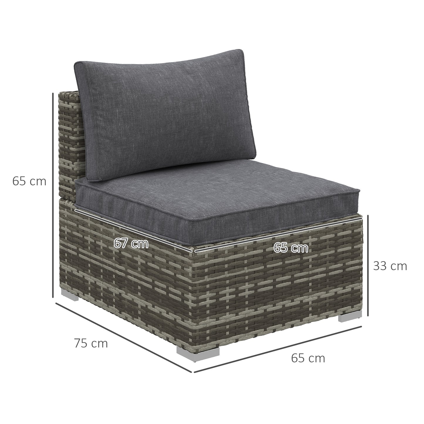 Garden Outdoor Rattan Corner Sofa,Single Sofa,Coffee Table Grey/Deep Grey