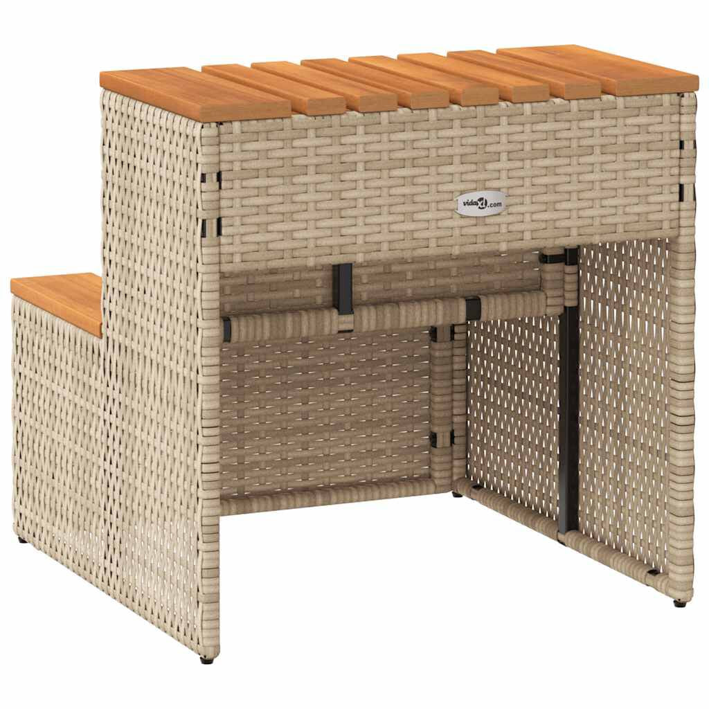 Hot Tub Step Beige 50X50X50.5 Cm Poly Rattan and Solid Acacia