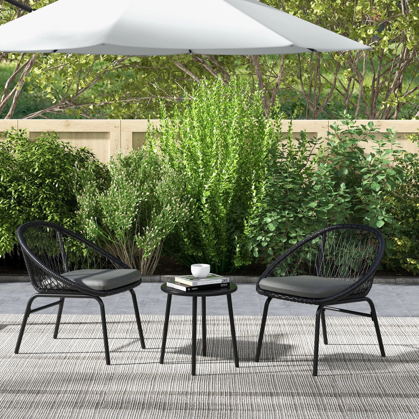 3 Piece Garden Furniture Set, Bistro Set W/ 2 Chairs & 1 Coffee Table