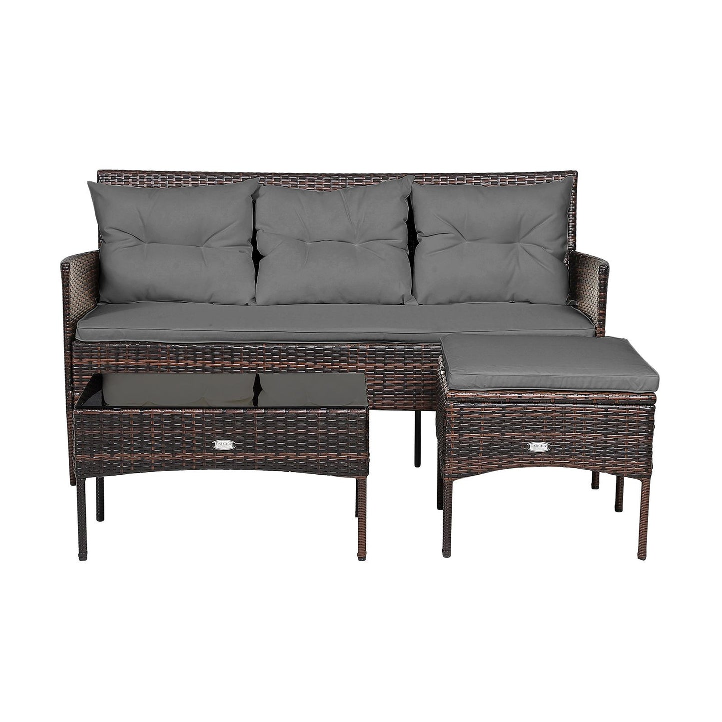 4 Seater Rattan Garden Furniture Set with Cushioned Sofa