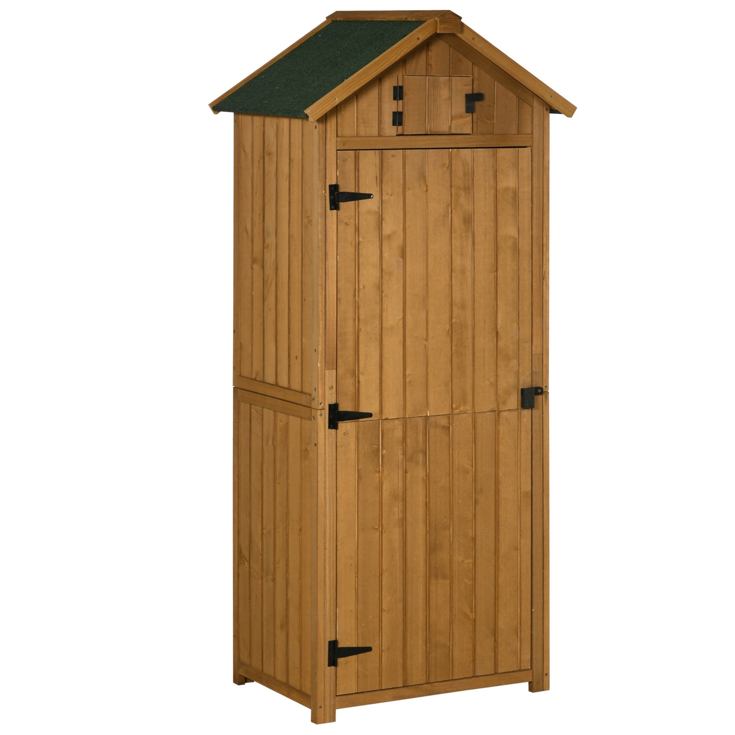 Garden Storage Shed 3 Utility Shelf Tool House W/ Asphalt Roof Lockabke Door