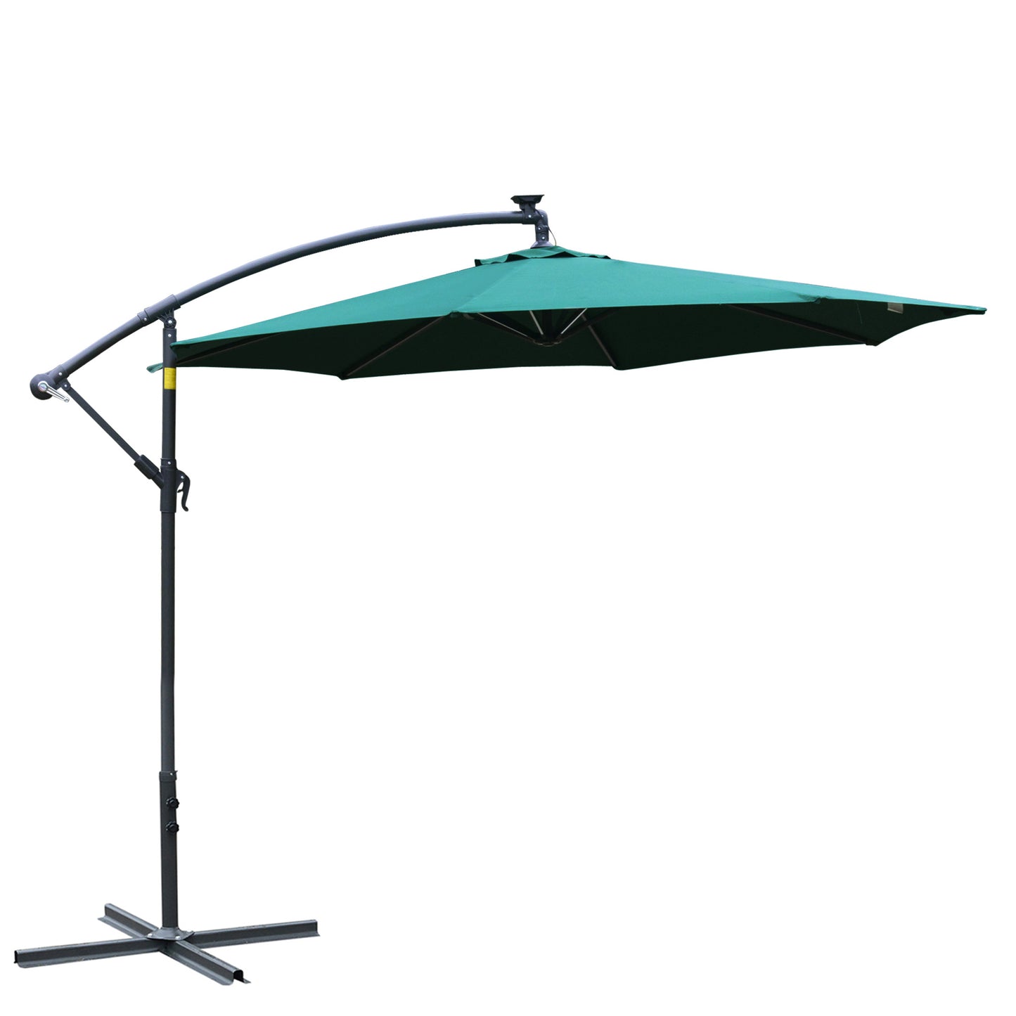 3(M) LED Patio Banana Umbrella Cantilever Parasol W/ Solar Lights Crank Handle