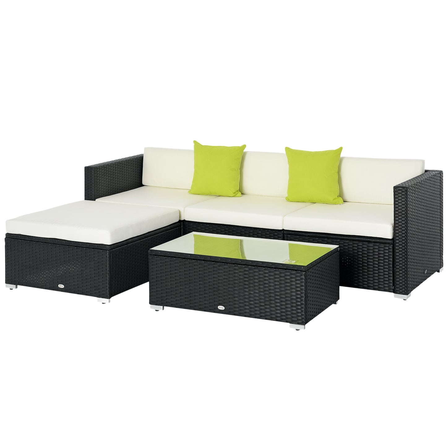5 Pieces Rattan Sofa Set Wicker Sectional Furniture Cushion Black Brown Grey