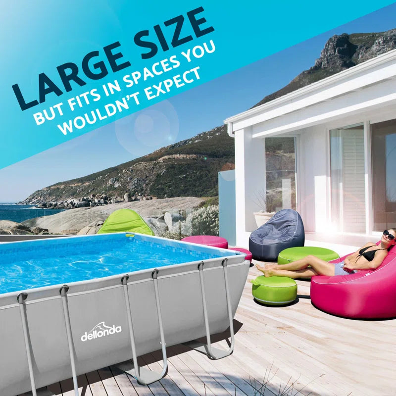 Plastic Rectangle Frame Set Pool 122Cm H X 305Cm W X 549Cm L , with Pump Included