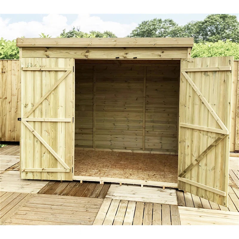 Tonks 8 X 7 Windowless Pressure Treated Tongue and Groove Pent Shed with Double Doors