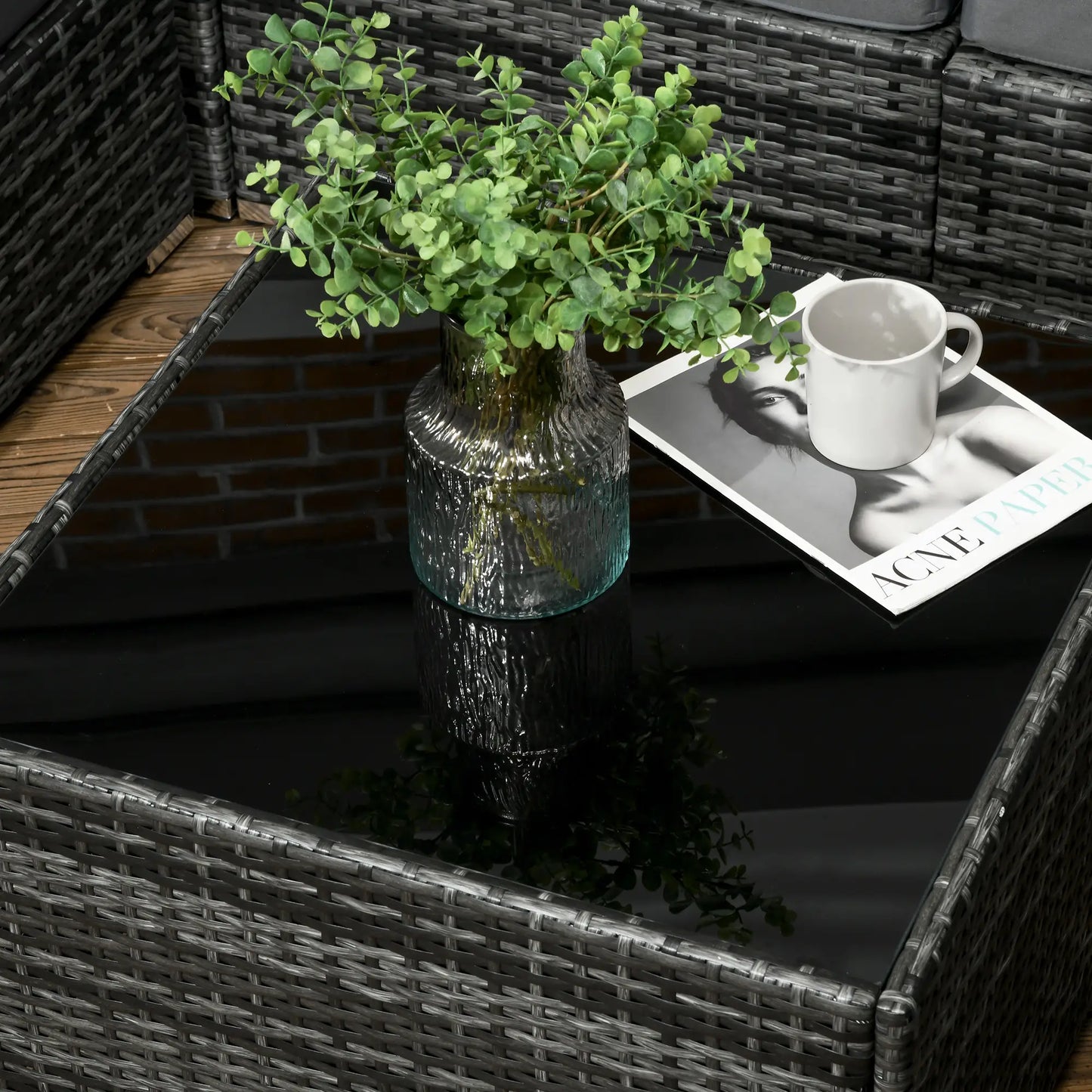 Outsunny 8 Pieces PE Rattan Corner Sofa Set