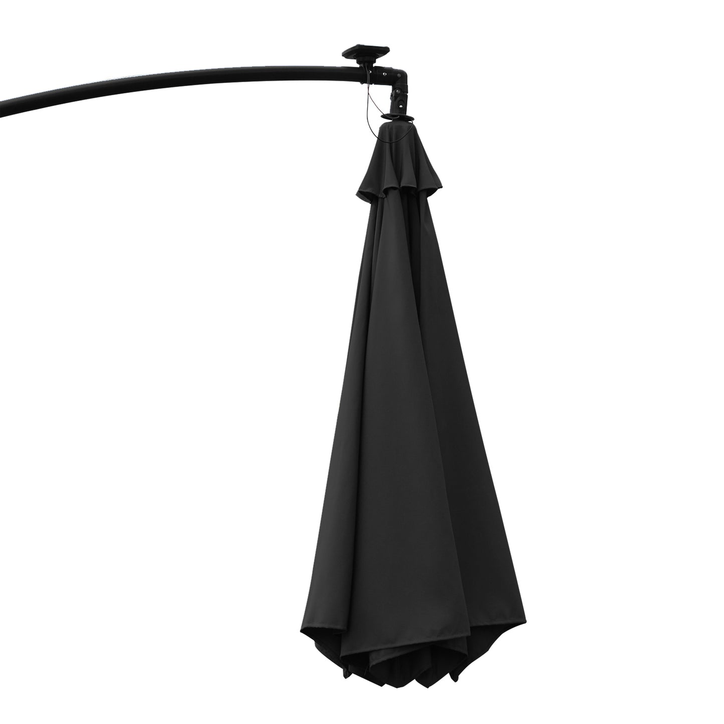 3(M) LED Patio Banana Umbrella Cantilever Parasol W/ Solar Lights Crank Handle