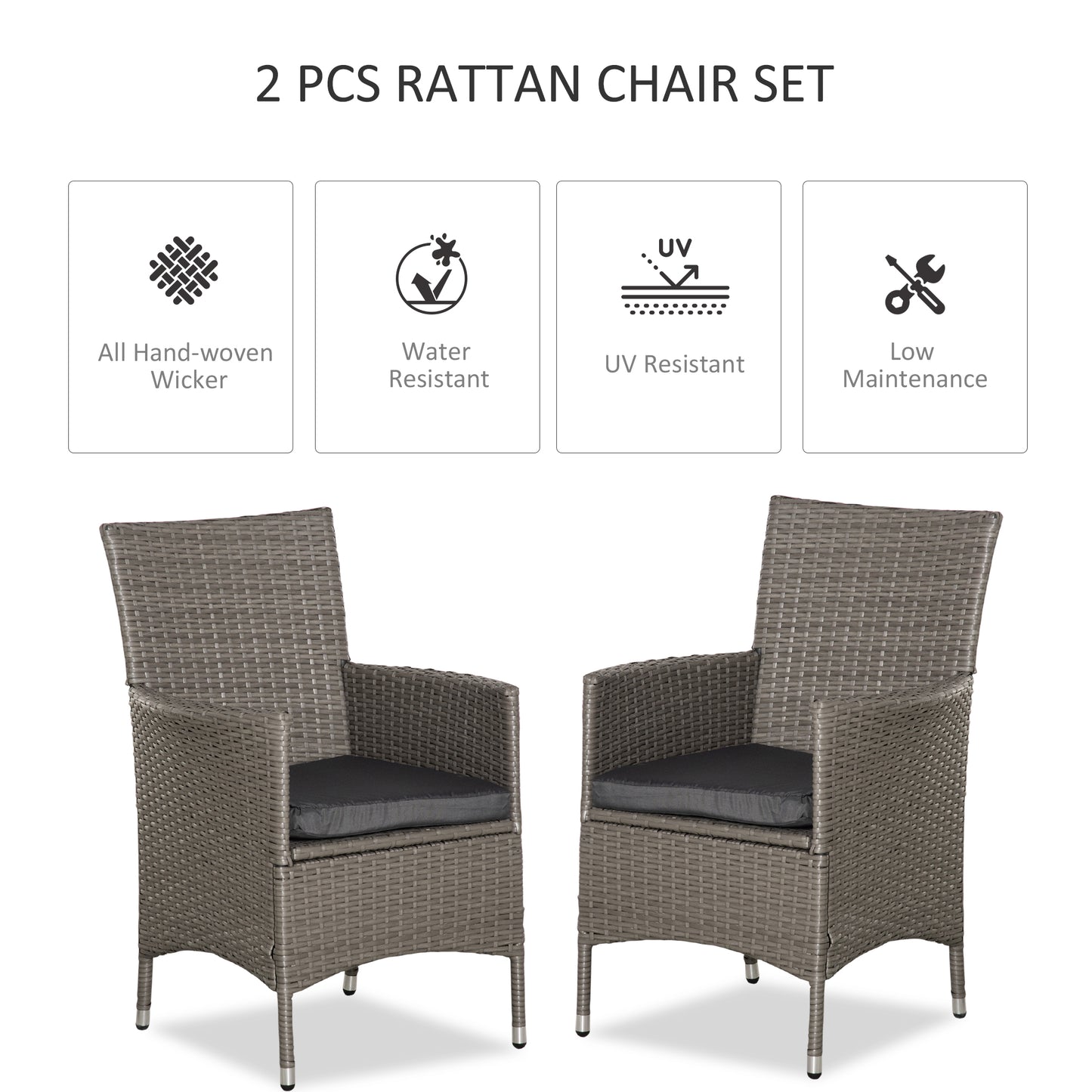 Rattan Chair Patio Sofa Chairs Set Cushioned Outdoor Rattan Furniture Armrests