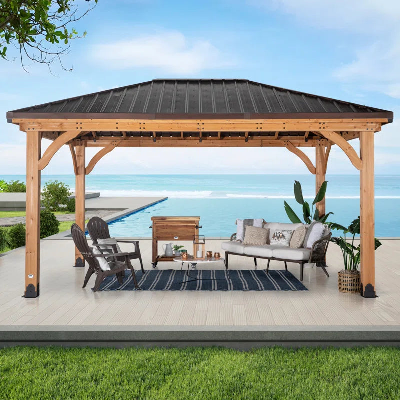 Barrington Cedar Patio Gazebo 4.8M X 3.6M (16Ft X 12Ft)